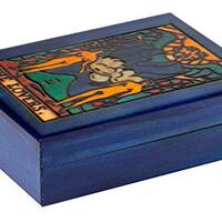 Artisan Owl Polish Handmade The Lovers Tarot Wooden Box with Vivid Colors