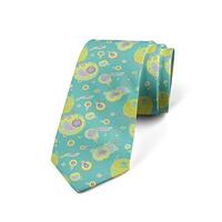 Ambesonne Abstract Necktie, Sleeping Owls and Mouse Meditators with Circular Shapes, 3.7", Sky 