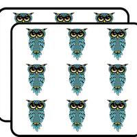 Owl Blue Teal Vinyl Stickers 2" Each 18 Pack Stickers Durable and Waterproof for Laptops, Cars,