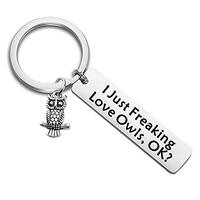 LQRI Owl Keychain Owl Lover Jewelry I Just Freaking Love Owls OK Keychain Funny Owl Gift for Best Fr