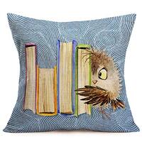 Fukeen Watercolor Animal Pillows Cotton Linen Farmhouse Decorative Lively Owl Read Books Pillow Cove