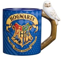 Silver Buffalo Harry Potter Hogwarts House Crest Sculpted Owl Handle Ceramic Coffee Mug, 20-Ounces