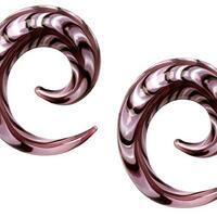 Pierced Owl Purple Swirl Spiral Taper Plugs, Sold as a Pair (5mm (4GA))