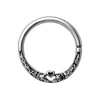 Pierced Owl 16GA Stainless Steel Celtic Snake and Heart Seamless Cartilage Daith Septum Ring