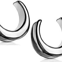 Pierced Owl Silver Tone Plain Saddle Spreader Ear Gauges in 316L Stainless Steel, Sold as A Pair (10