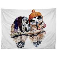 Society6 Anna Shell Winter Owls Tapestry, 60" x 80", Brown