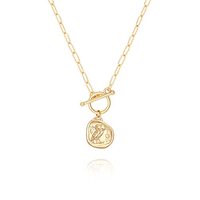 POTESSA 18k Gold Owl Coin Pendant Necklace for Women Paperclip Link Chain Toggle Jewelry Graduation 
