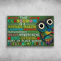 AMELIA SHARPE Vintage Retro Collection tin Signs-Owl Teacher in This Classroom-Wall Decoration Poste