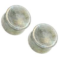 Pierced Owl Natural White Labradorite Concave Stone Double Flared Saddle Plug Gauges, Sold as a Pair