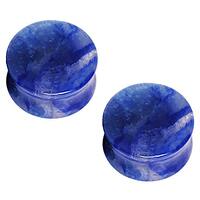 Pierced Owl Natural Blue Adventurine Stone Double Flared Saddle Plug Gauges, Sold as a Pair (12mm (1