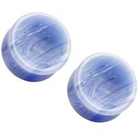 Pierced Owl Blue Lace Agate Concave Stone Double Flared Saddle Plug Gauges, Sold as a Pair (10mm (00