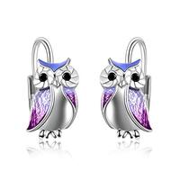 YFN Sterling Silver Owl Gifts Drop Dangle Leverback Earrings for Women (Owl Earrings)