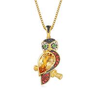 Ross-Simons 3.23 ct. t.w. Multi-Gemstone Owl Pendant Necklace in 18kt Gold Over Sterling. 18 inches
