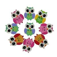 100 Pcs Painted Buttons Wooden Buttons Sewing Buttons Owl Shaped Buttons Craft Buttons