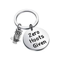 CENWA Owl Gift Owl Lover Gift Owl Pun Zero Hoots Given Owl Charm Keychain Funny Gift For Friends Nat