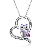 YFN Owl Necklace Sterling Silver I Love You Forever Heart Owl Gifts for Women Girls