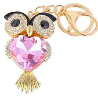 Axmerdal Fashion Lovely Lucky Owl Keychain Rhinestone Crystal Pendent Handbag Purse Key Ring Charm f