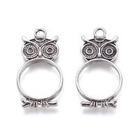 10pcs Antique Silver Metal Open Back Bezel Owl Shape Pendants Floating Charms Resin Molds 16.5mm Inn