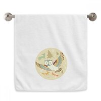DIYthinker Lovely Birds Owls Floral Patterns Hand Towel Bath Facecloth Soft Cotton Washcloth