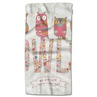 Swono Owls Bath Towel,Cute Cartoon Owls in Vector with Text Made of Bright Flowers Soft Bath Towels 