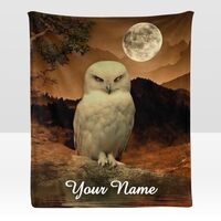 CUXWEOT Custom Blanket with Name Text,Personalized Owl Animal Super Soft Fleece Throw Blanket for Co