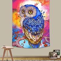 Owl Tapestry Wall Hanging, Wild Animals Owls Tapestry Trippy Hippie Watercolor Mandala Tapestries Bl
