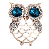 Gyn&Joy Crystal Rhinestone Owl Brooch Pin Bird Halloween Accessories Costume Animal Jewelry for 