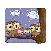 Nicokee Gaming Mouse Pad Four Owls Mother Father Son and Daughter is Sitting Non-Slip Rubber Mouse P