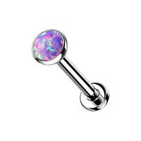 Pierced Owl 16-20G G23 Implant Grade Titanium Threadless Push-in Synthetic Opal Flat Back Stud (Purp