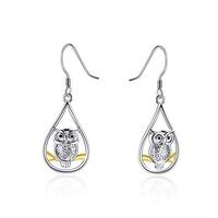 WINNICACA Owl Earrings for Women 925 Sterling Silver Owl Dangle Drop Earring Owl Hook Earrings Owl J