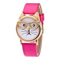 COOKI Womens Quartz Watch Analog Female Watches Owl Print Lady Watches Leather Watches for Women wit