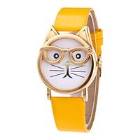 COOKI Womens Quartz Watch Analog Female Watches Owl Print Lady Watches Leather Watches for Women wit
