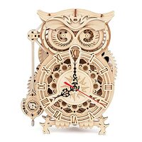 3D Wooden Puzzles ROKR Owl Clock - Mechanical Model Building Kit for Adults 161PCS Clock Puzzles Cre