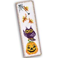 Povitrulya Halloween Owl - Counted Cross Stitch Kit with Halloween Pumpkin Jack-o'-Lantern - DI