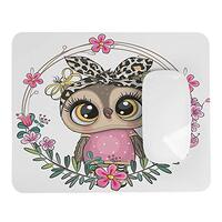 Cute Cartoon Owl Mouse Pad with A Floral Wreath Fashion Design Mousepad Non-Slip Rubber Base Mouse P