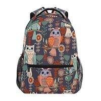 AUUXVA Backpack Cute Owl Flower Pattern School Shoulder Bag Large Waterproof Durable Bookbag Laptop 