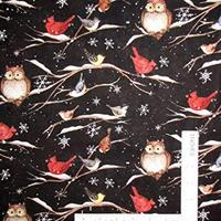 Christmas Holiday Bird Branch Owl Cardinal Cotton Fabric CP72497 By The Yard - Lukas Winges