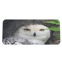 Ambesonne Wizard Computer Mouse Pad, Pattern White Owl Themed Animal Green Leaves Amber Eyes Gift Wi