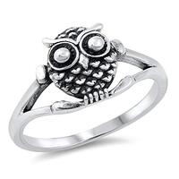 Vintage Owl Classic Statement Ring New .925 Sterling Silver Band Size 7