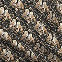 Spoonflower Fabric - Barn Owl Collage Small Owls Wood Nature Printed on Petal Signature Cotton Fabri