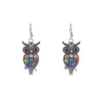 TIANHONGYAN Fashion Vintage Cute Owl Earrings Bohemia Statement Diamante Animal Owl Dangle Drop Earr
