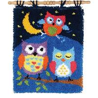 MIAOLLUN Latch Hook Kits, Cute Owl Under The Moon DIY Latch Hook Rug Crafts for Adults Kids with Pri