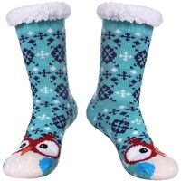 SDBING Slipper Socks for Women with Grippers, Winter Warm Fuzzy Indoor Christmas Gifts Socks (Owl)