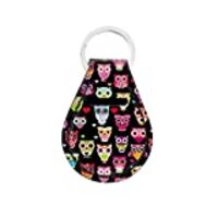 GIFTPUZZ Sugar Owls Cute Car Key Chain with Rings for Women Girls Coin Holder Design Neoprene Durabl