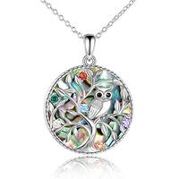 ONEFINITY Sterling Silver Tree of Life Owl Necklace Abalone Shell Pendant Necklace for Women Jewelry