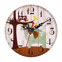 Retro Wooden Round Wall Clock,12CM 4.7"Antique Vintage Pattern Non -Ticking Silent Wall Clocks 