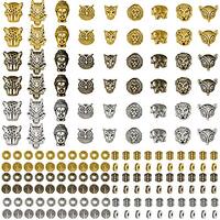 Hicarer 174 Pieces Animal Tibetan Loose Spacer Beads, Mixed Owl Leopard Spacer Beads Charm Animal He