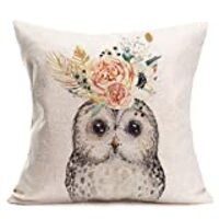 Tlovudori Cute Bird Owl Wreath Decorative Throw Pillow Covers Rustic Farmhouse Adorable Animal with 