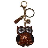 Popfizzy Brown Owl Keychain for Women and Girls Backpack Charms Rhinestone Purse Charms for Handbags