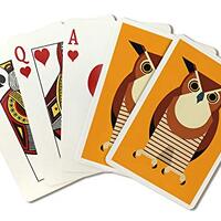 Lantern Press Owl, Light Brown, Geometric, Contour (Playing Cards, Poker Size)